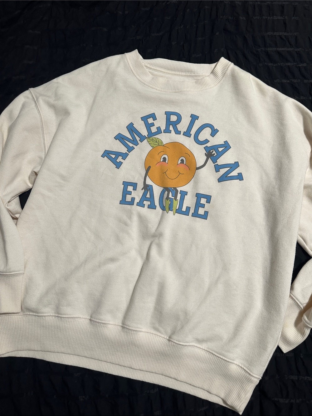American Eagle Cream Pullover Sweatshirt sz S oversized EUC
